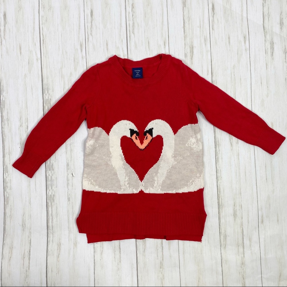 Baby Gap Red & White Swan Knit Sweater